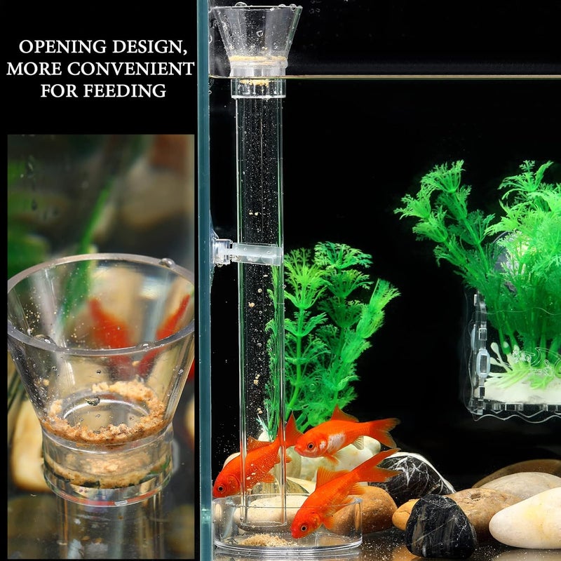 Potchen 12 Pieces Shrimp Feeder Set 4 Acrylic Tubes & 8 Dishes, Clear Crystal Glass Bowl, Fish Tank Feeding Supplies for Shrimp & Betta, 2 Sizes - Image 4